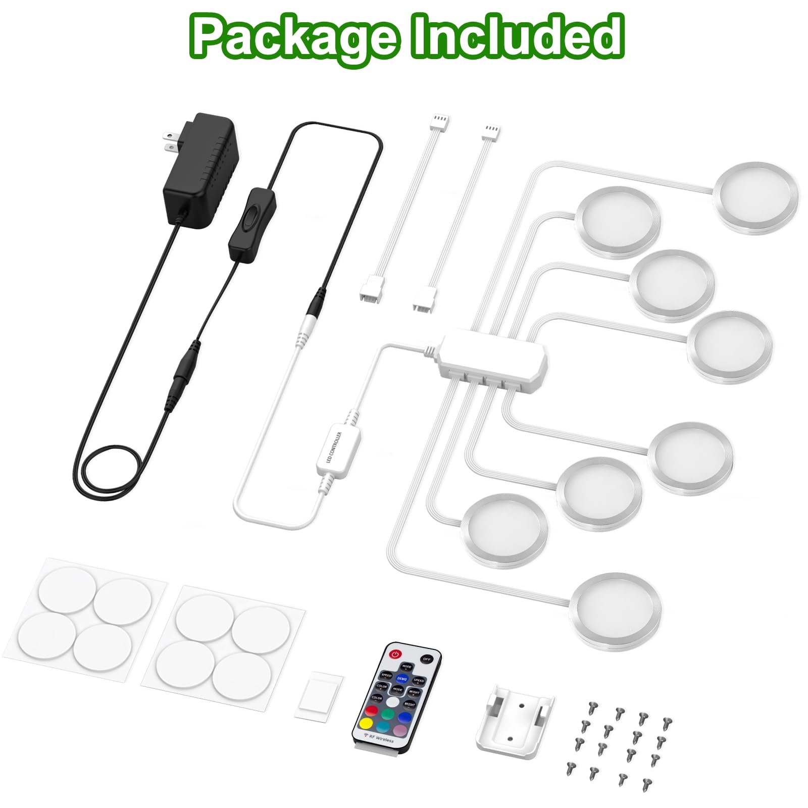 61B6Jv5WgaL VortexEdge Puck Lights, Under Cabinet Lighting RGB, Display Case Lights Dimmable with Remote Control, 20 Color Changing Under Counter Lights for Kitchen (8 Pack) - Image 2