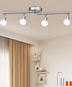 VortexEdge 4-Light Adjustable Dimmable Track Lighting Kit, Flexible Foldable Arms,Satin Nickel Kitchen,Hallyway Bed Room Lighting Fixture, GU10 Base Bulbs not Included
