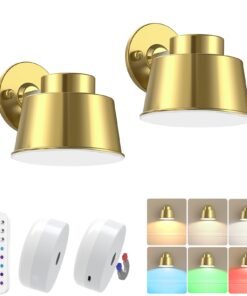 VortexEdge Art Display Lights, Picture Lights Rechargeable Gold, Color Changing & Dimmable with Remote LED Rotatable Wall Lights for Pictures, Paintings, Portraits, Artworks (2 Pack)