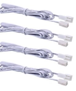 Flexible Extendable Cables for VortexEdge LED Under Cabinet Lighting Kit White Cord 60 inch Extension Cords (2-pin White Cords, 4 Packs)