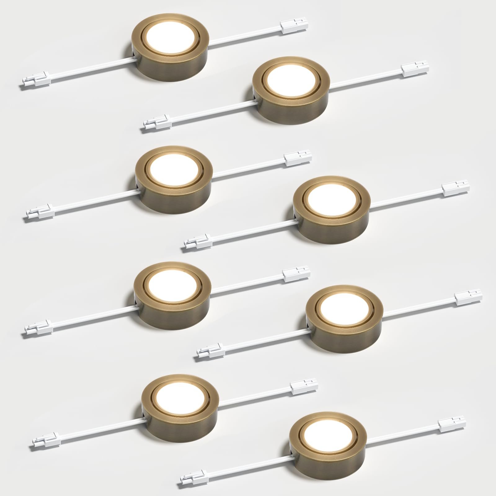 61uwBBtDtqL VortexEdge Swivel Puck Lights, Dimmable 120V LED Under Cabinet Lighting,Hardwired/Plug in for Kitchen, Closet, Display Cabinet, Shelf(Warm White/3000K) (Bronze, 4, Pack)