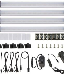 VortexEdge LED Under Counter Light Rigid Bar Under Above Cabinet Plug in Kitchen Lights Linkable with Rocker Switch(4 Panels,Daylight White)