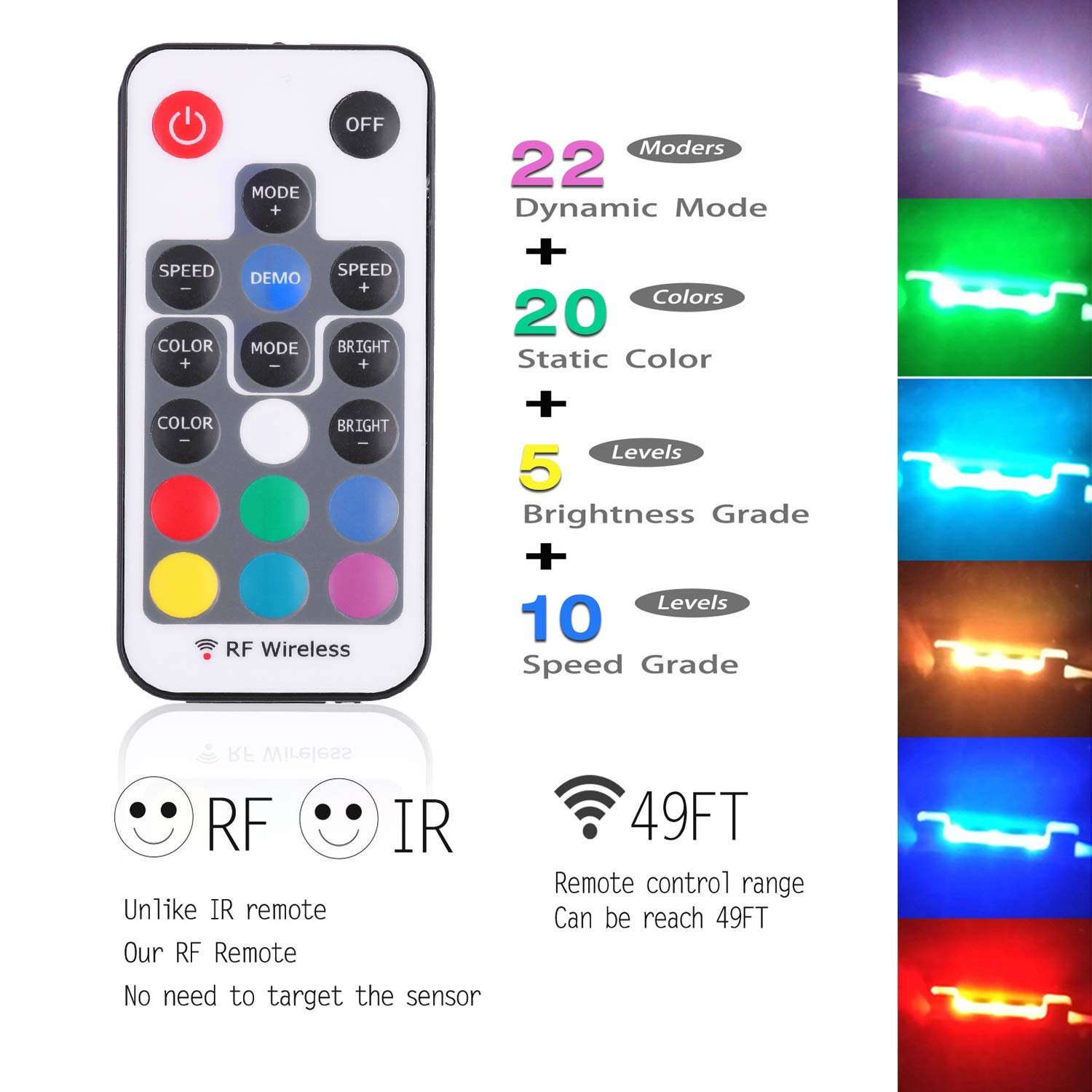 716Y4mE6bWL VortexEdge LED Under Cabinet Night Lights Kit for Glass Edge Shelf Back Side Lighting Using Flexible Cable and Clip with RF Remote(4 Lights,RGB) - Image 4
