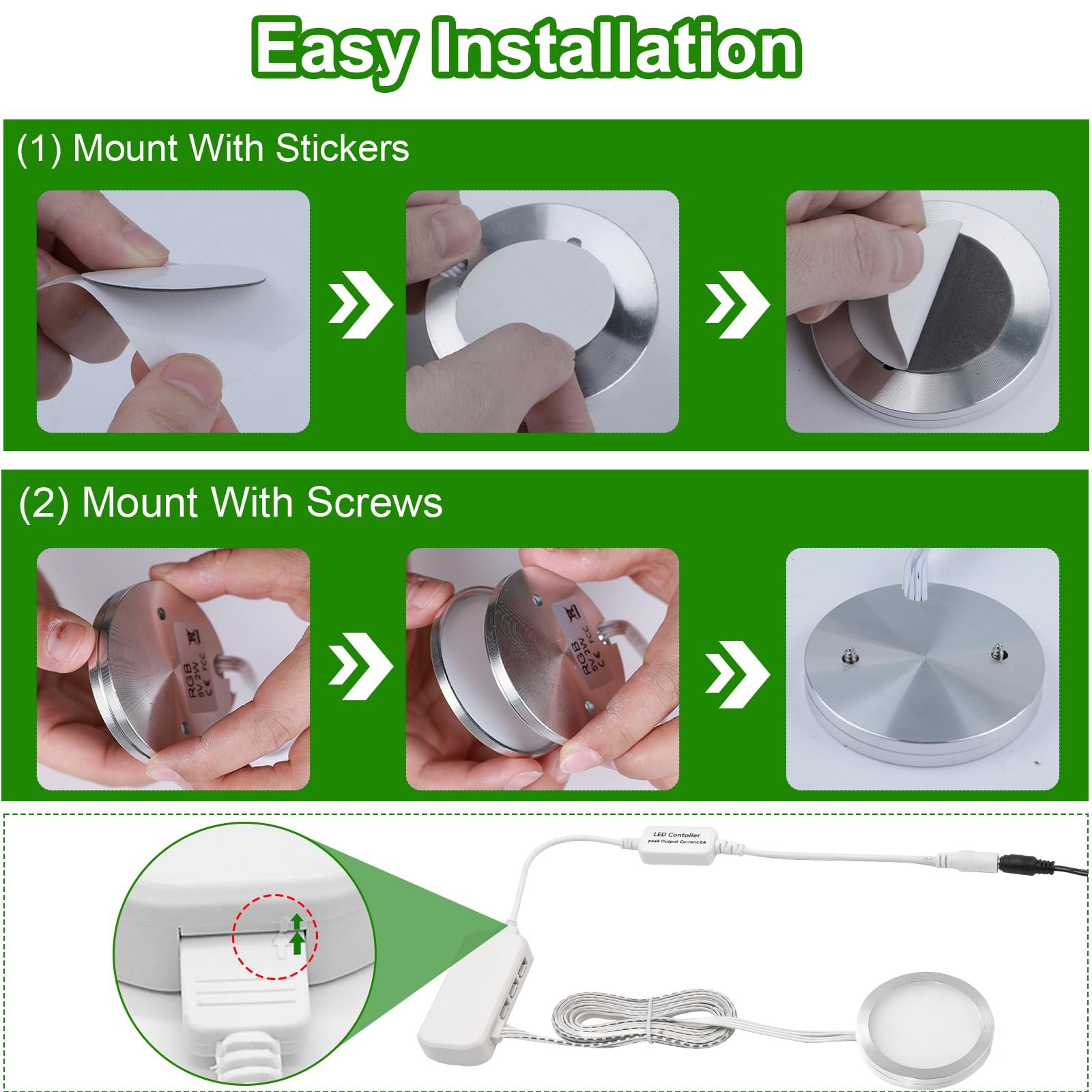 718HZDJDz9L VortexEdge Puck Lights, Under Cabinet Lighting RGB, Display Case Lights Dimmable with Remote Control, 20 Color Changing Under Counter Lights for Kitchen (8 Pack) - Image 5