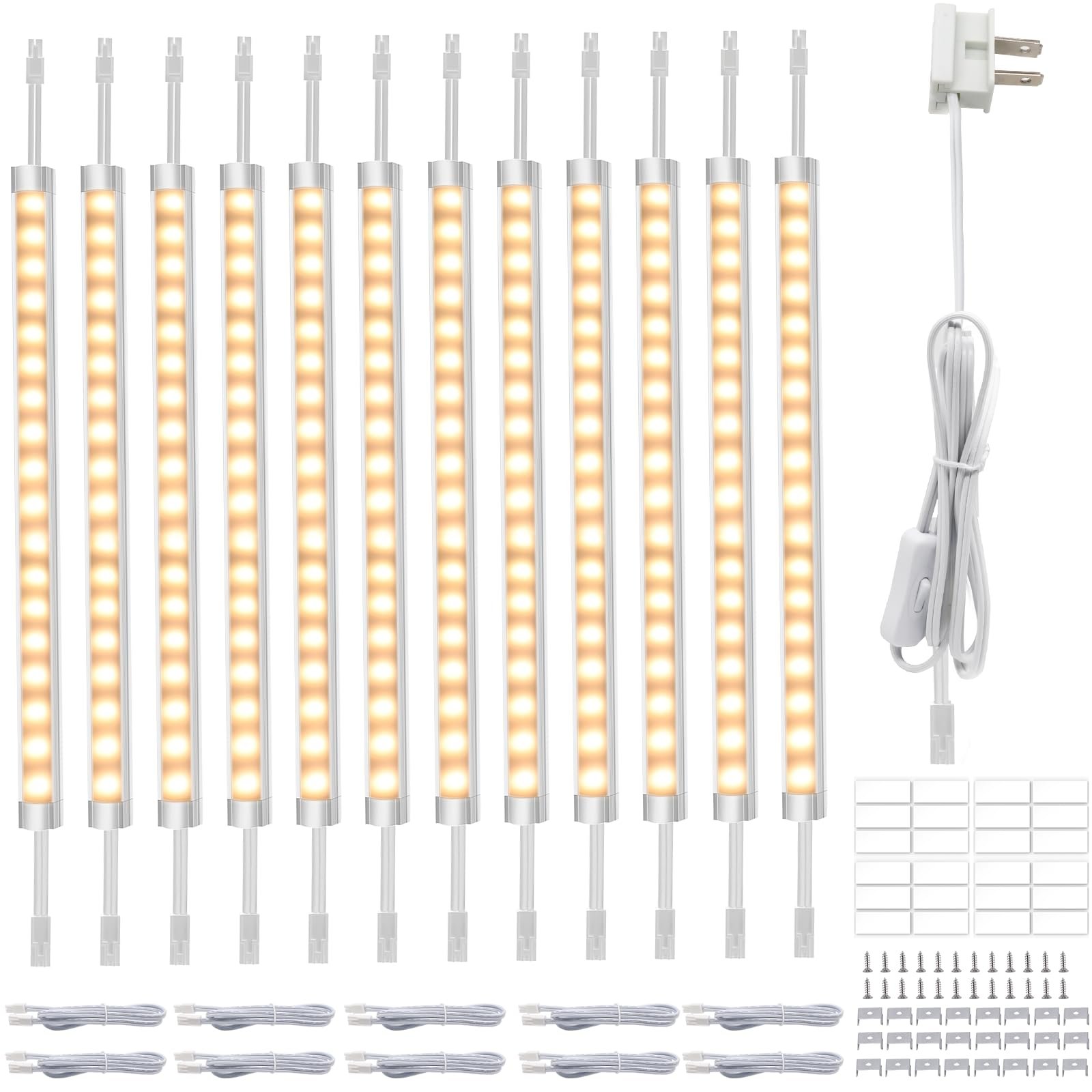 71MydL7iG5L VortexEdge Under Cabinet Lighting, Dimmable 12 inch Under Counter Lights, 120V Plug in & Hardwired, Linkable LED Closet Lights for Kitchen, Shelf, Workbench, Desk,Cupboard,Garage (12 PCS),Cold White 6000K - Image 2