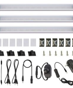 VortexEdge Dimmable LED Under Cabinet Lighting Under Counter LED Light Bar Linkable Kit with Rotary Dimmer Switch Kitchen,Counter Showcase,Shelf Lighting 3 Panel Kits 9W (Daylight White)
