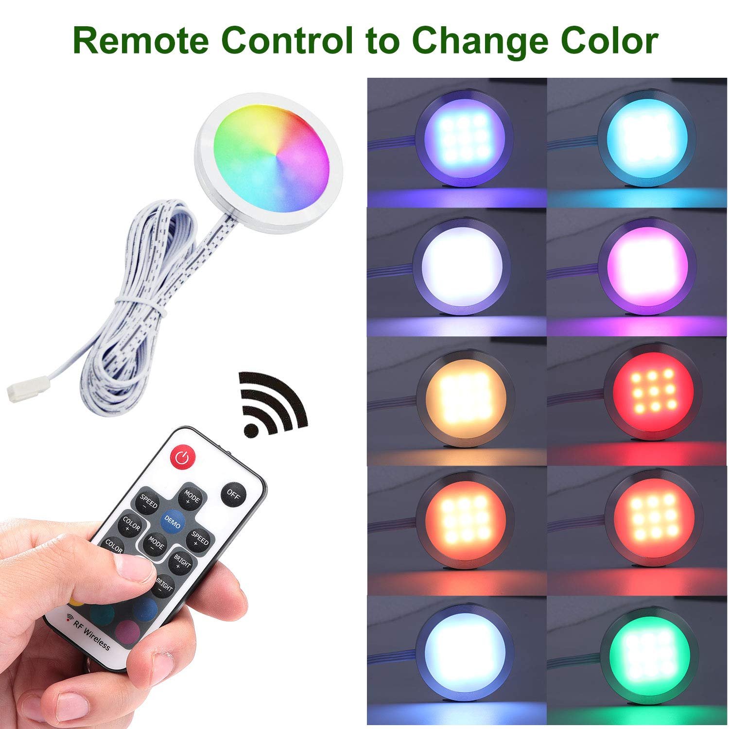 71OcV9QvYgL VortexEdge RGB Color Changing LED Under Cabinet Lights Kit Aluminum Slim Puck Lamps for Kitchen Counter Wardrobe Counter Furniture Ambiance Christmas Decor Lighting (6 Lights) - Image 5