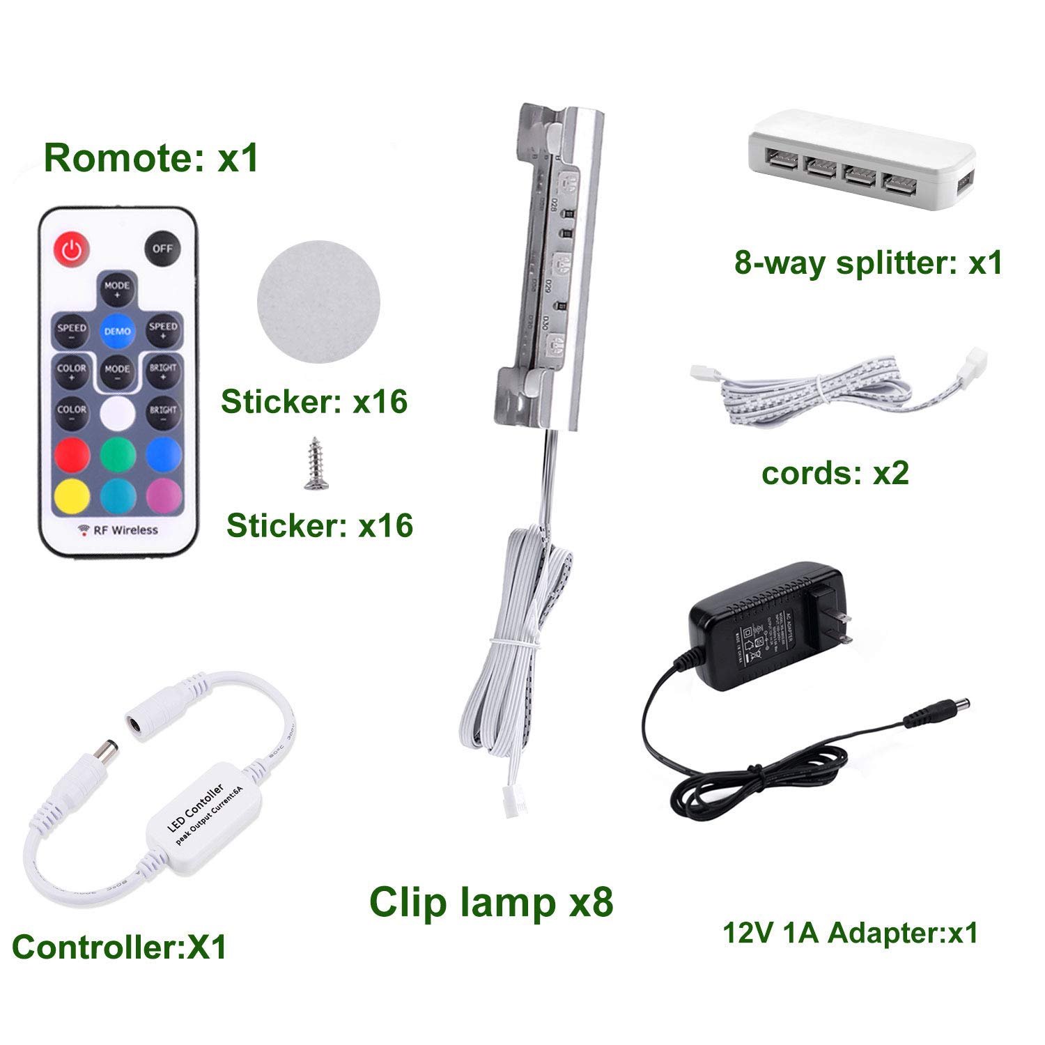 71QmSmR7bIL VortexEdge LED Glass Shelf Lighting Kit for Glass Edge Back Side Lighting Using Flexible Cable and Clip with RF Remote(8 Lights,RGB) - Image 2