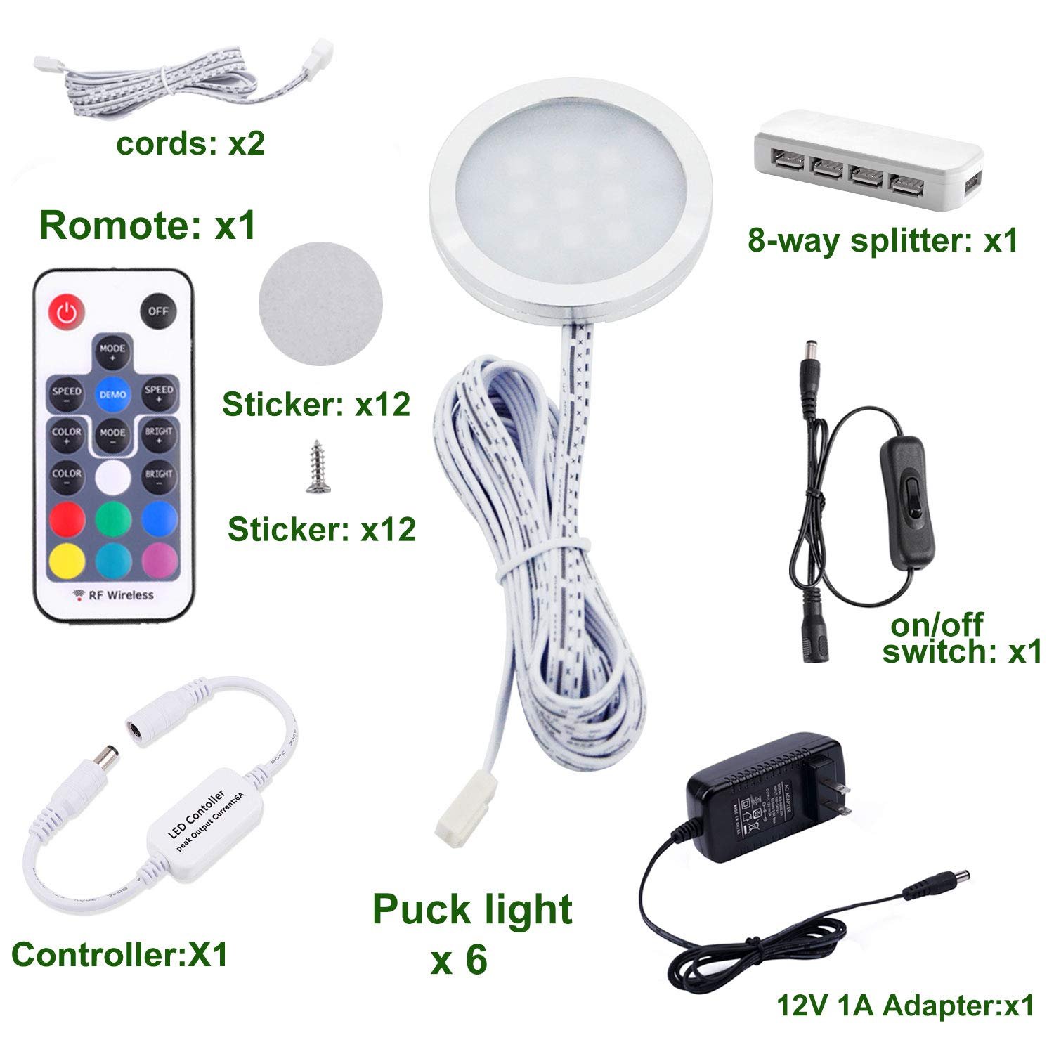 71SL1IOlDFL VortexEdge RGB Color Changing LED Under Cabinet Lights Kit Aluminum Slim Puck Lamps for Kitchen Counter Wardrobe Counter Furniture Ambiance Christmas Decor Lighting (6 Lights) - Image 2