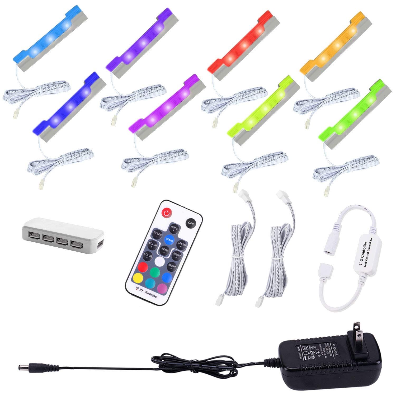 71VLwU0paML VortexEdge LED Glass Shelf Lighting Kit for Glass Edge Back Side Lighting Using Flexible Cable and Clip with RF Remote(8 Lights,RGB)