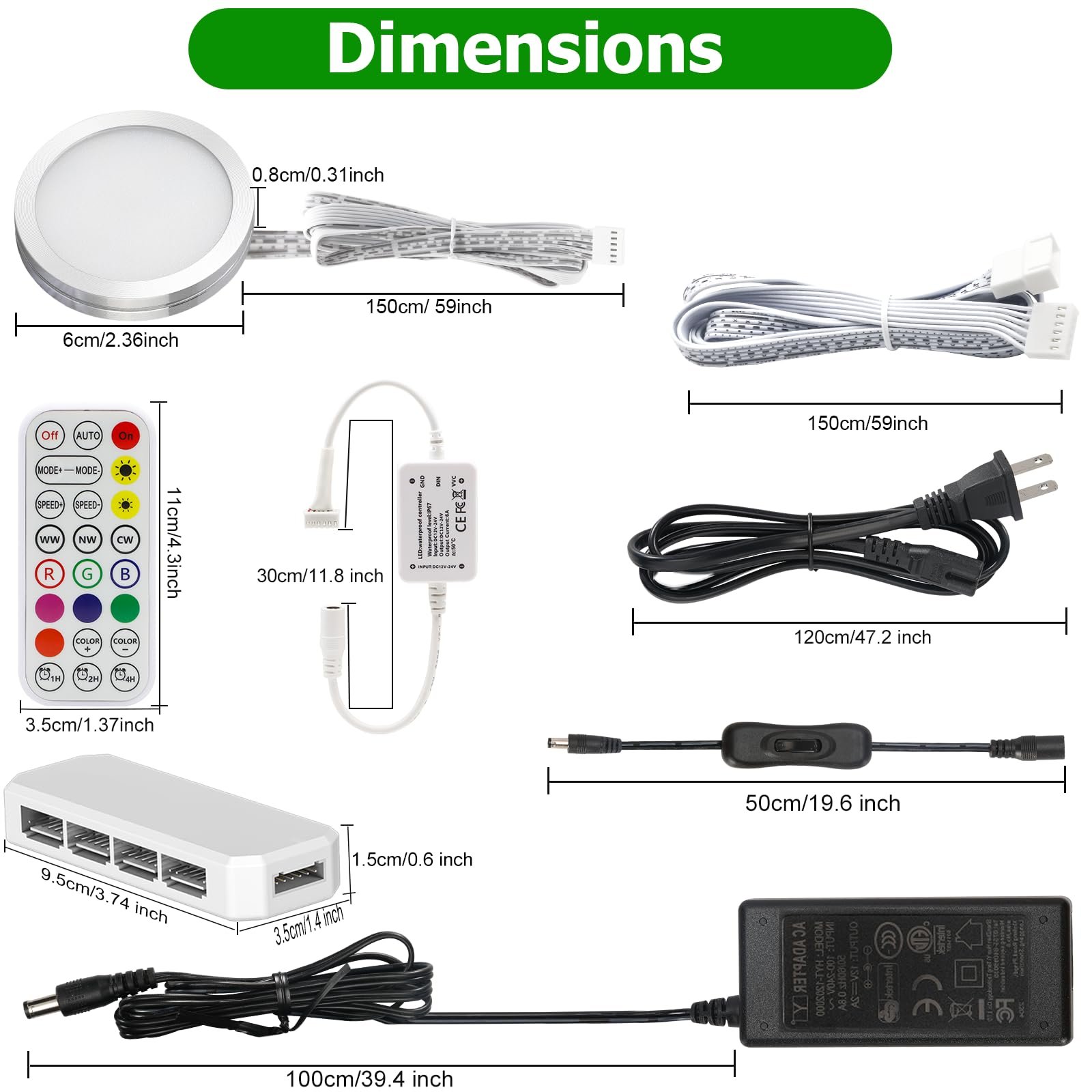 71Xo-3OdOAL VortexEdge Under Cabinet Lighting Kit, 8 Pack Dimmable RGB and CCT LED Puck Lights with Timer Function, Wireless Remote Control, Linkable Design, Ideal for Kitchen, Living Room, and Display Shelves - Image 4