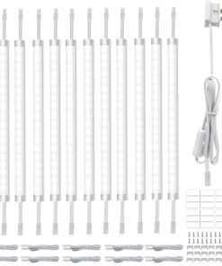 VortexEdge Under Cabinet Lighting, Dimmable 12 inch Under Counter Lights, 120V Plug in & Hardwired, Linkable LED Closet Lights for Kitchen, Shelf, Workbench, Desk,Cupboard,Garage (12 PCS),Cold White 6000K