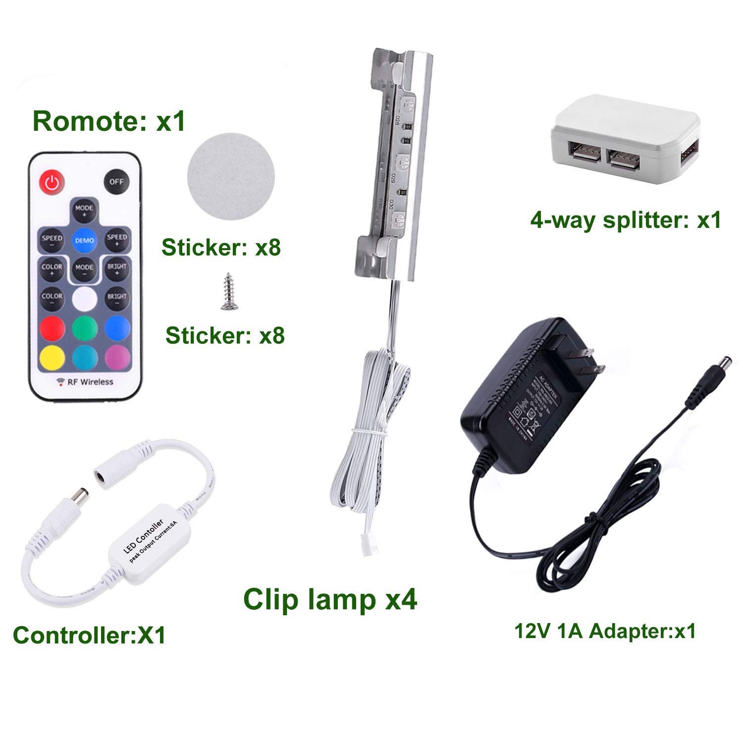 71b2rQDaQIL VortexEdge LED Under Cabinet Night Lights Kit for Glass Edge Shelf Back Side Lighting Using Flexible Cable and Clip with RF Remote(4 Lights,RGB) - Image 2