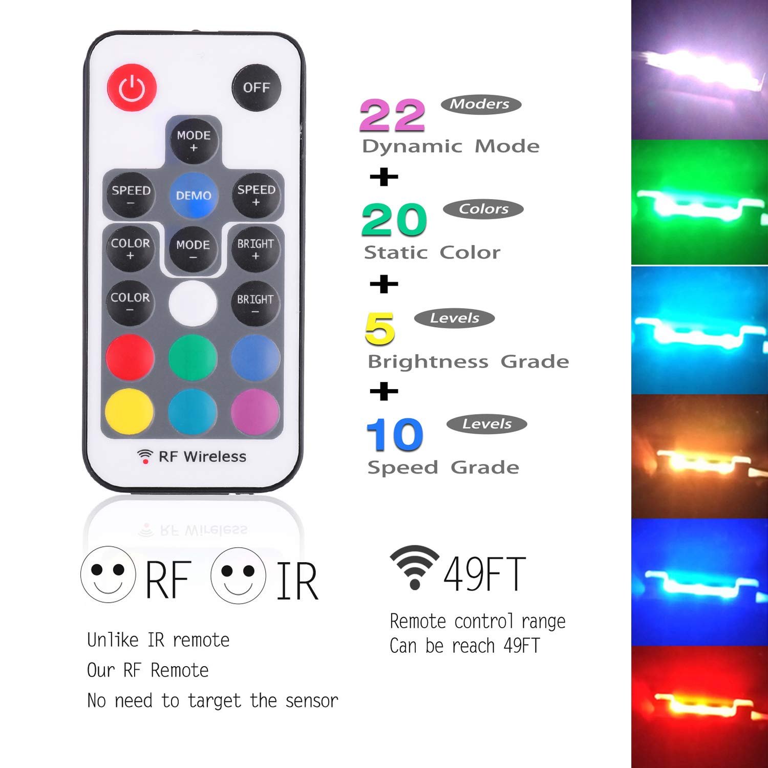 71jMFJeDEpL VortexEdge LED Glass Shelf Lighting Kit for Glass Edge Back Side Lighting Using Flexible Cable and Clip with RF Remote(8 Lights,RGB) - Image 4