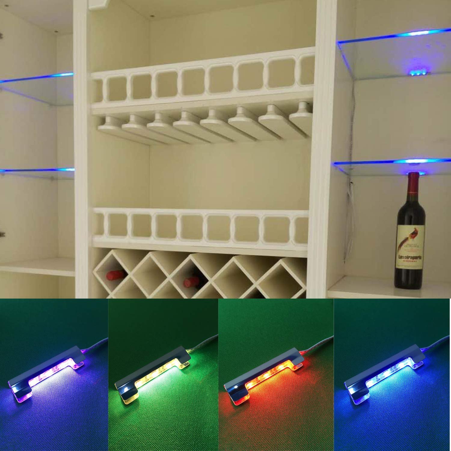71jZRURmgeL VortexEdge LED Glass Shelf Lighting Kit for Glass Edge Back Side Lighting Using Flexible Cable and Clip with RF Remote(8 Lights,RGB) - Image 8