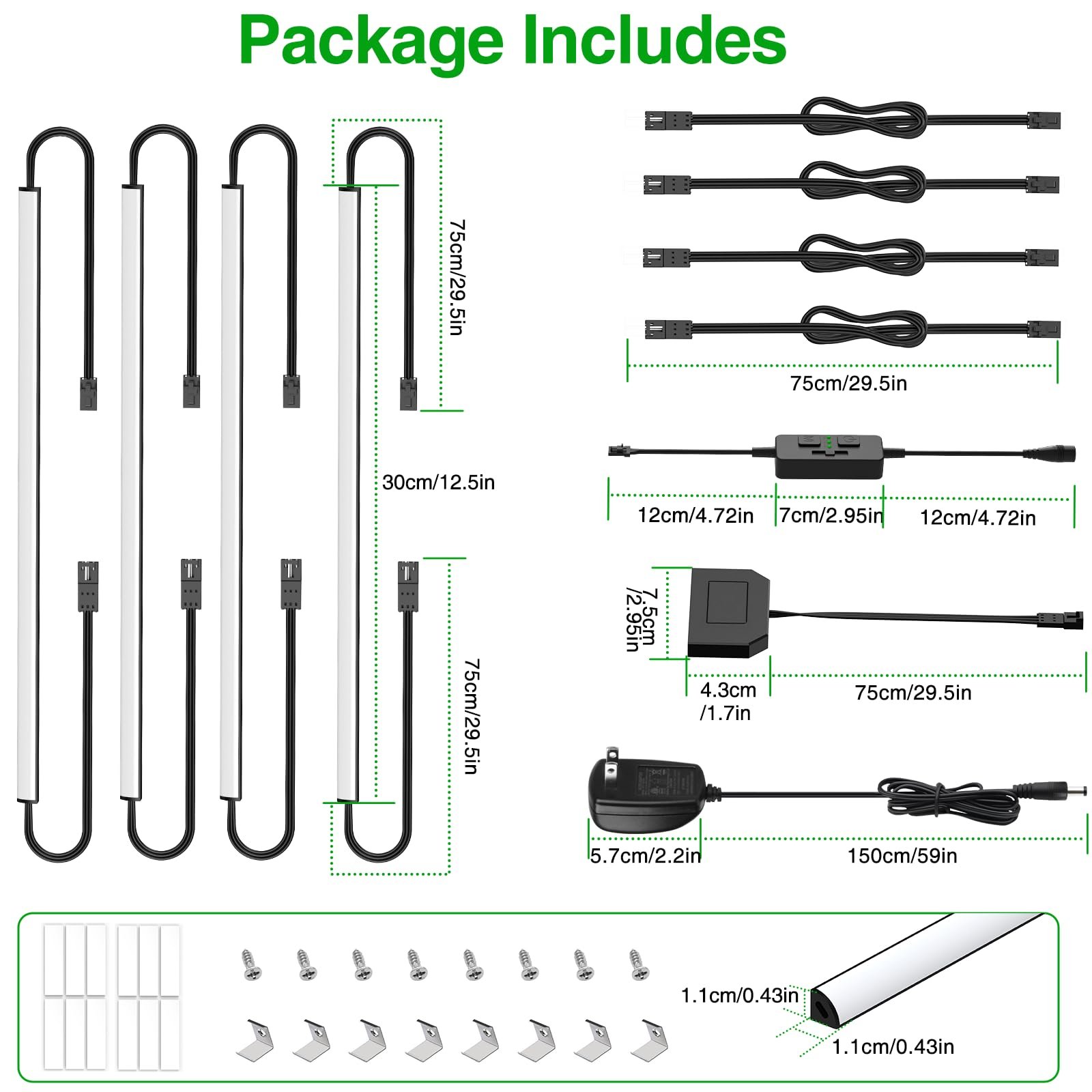 71ymUrwafrL VortexEdge Under Cabinet Lighting, Timer & CCT 2700-6000K with Slider Dimmer, Plug-in 12Inch 12W Lights for Curio Cabinet, Kitchen, Bookshelf (4 Bars Kit) - Image 2