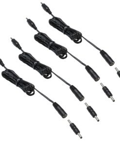 3.5X1.35 DC Connector for VortexEdge Single White Kitchen Light Bar, 22AWG,Black Extension Cords,5ft.(3.5 X 1.35 mm Black Cords,4 Packs)