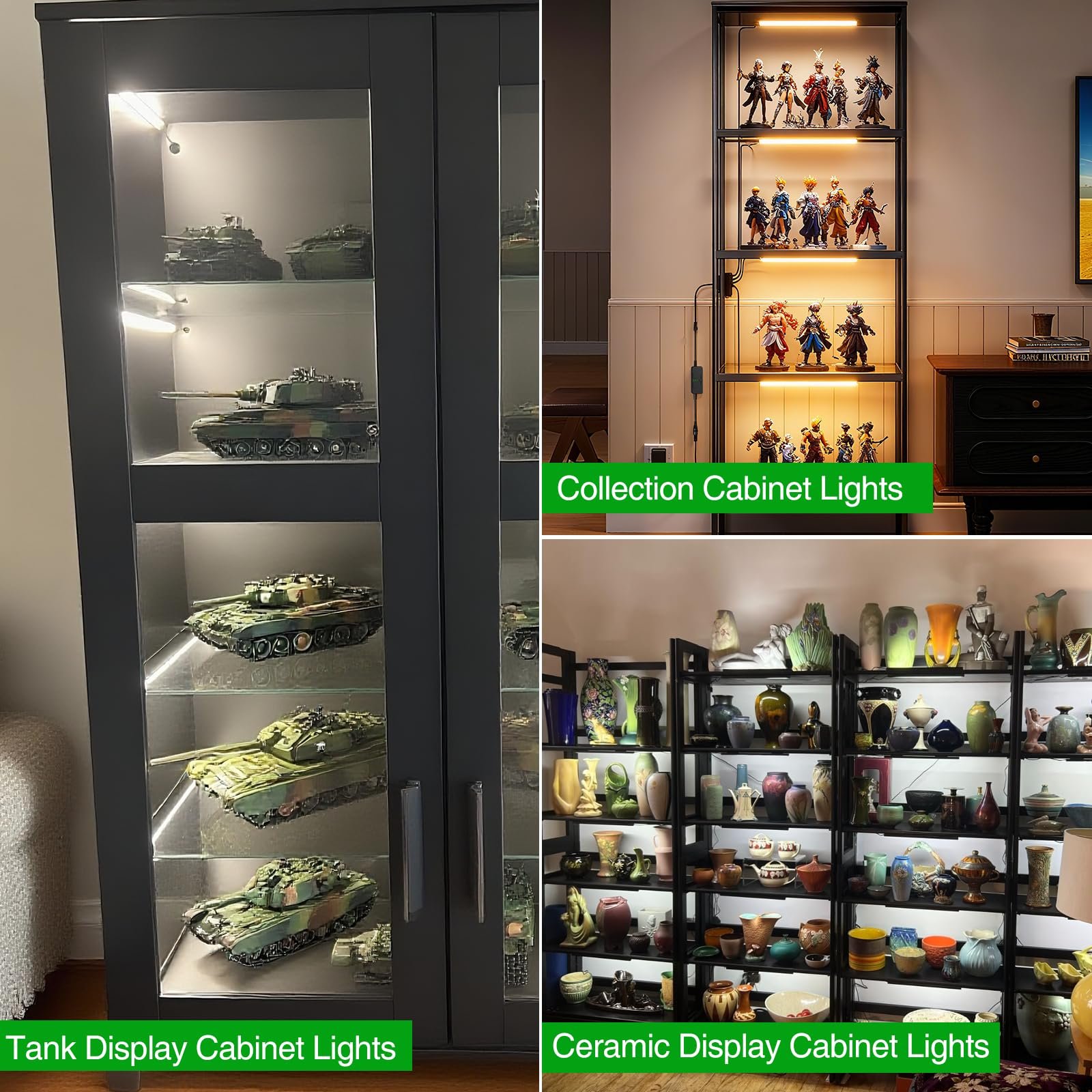 81eC3H0mjSL VortexEdge Under Cabinet Lighting, Timer & CCT 2700-6000K with Slider Dimmer, Plug-in 12Inch 12W Lights for Curio Cabinet, Kitchen, Bookshelf (4 Bars Kit) - Image 6